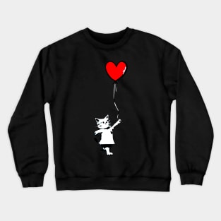 Cat with Balloon - Banksy style Crewneck Sweatshirt